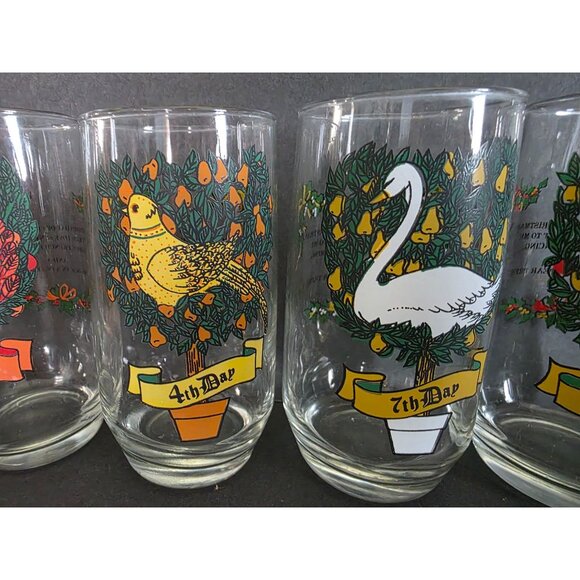 Set Of 5 Vintage Pepsi Christmas "12 Days Of Christmas" Drinking Glasses - Picture 3 of 7